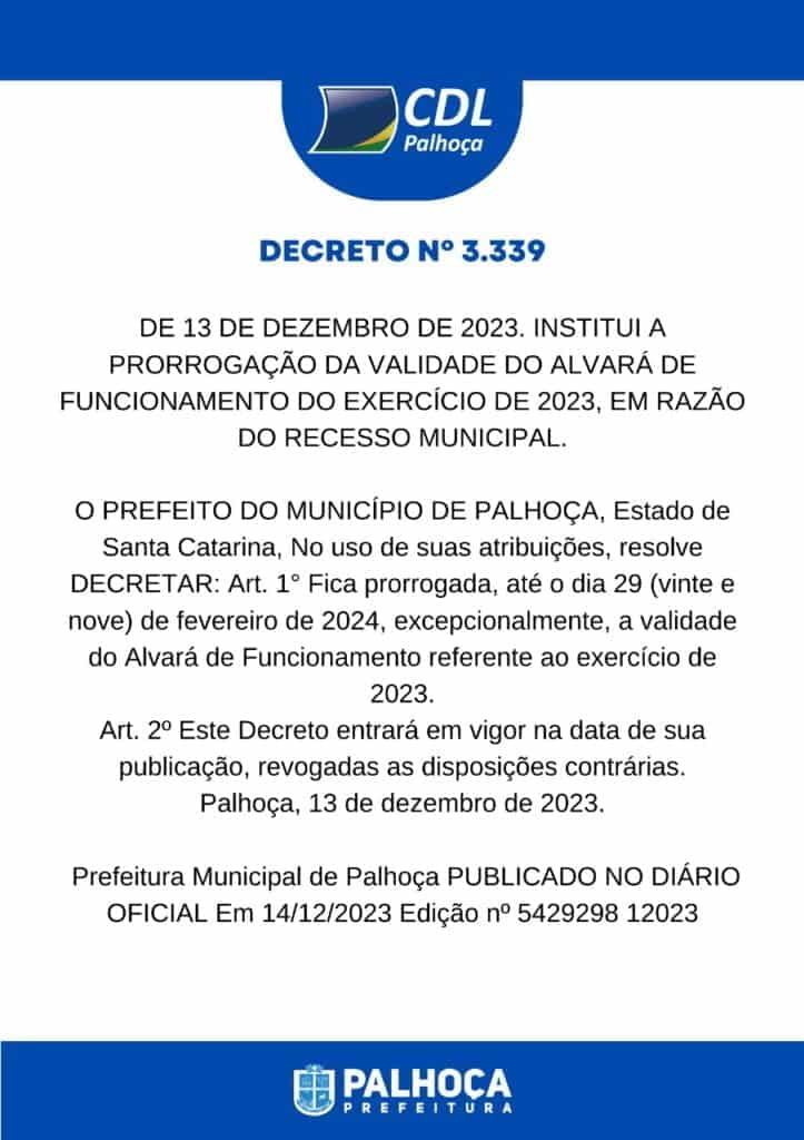 | Palhoça Amplia Prazo para Renovação de Alvarás e Facilita a Vida dos Empresários Locais