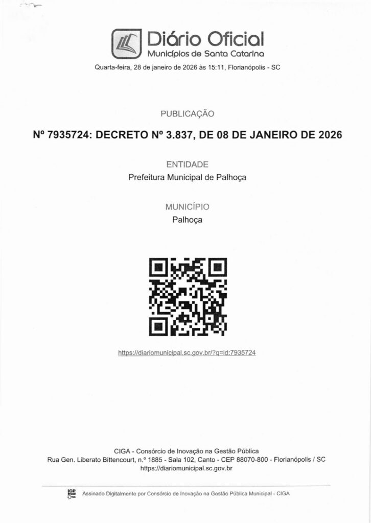 | Calendário de Feriados e Pontos Facultativos de Palhoça em 2026